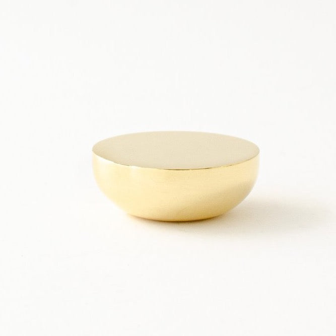 Unlacquered Polished Brass "Bowl" Modern Round Cabinet Knob - Forge Hardware Studio