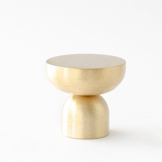 Unlacquered Brushed Brass "Raised Bowl" Round Cabinet Knob and Hook