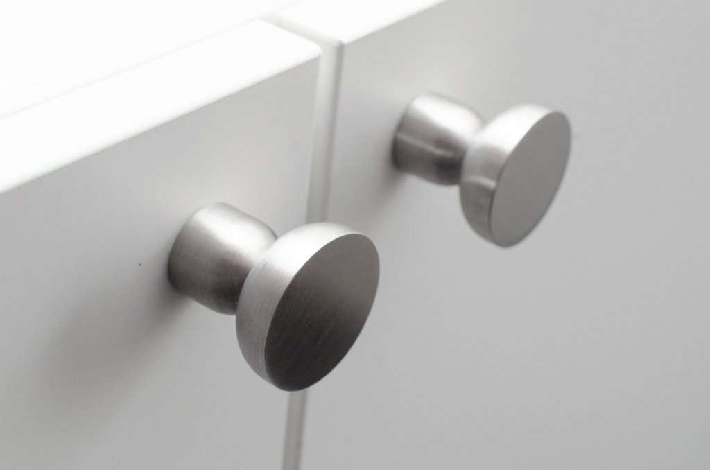 Brushed Nickel "Raised Bowl" Round Cabinet Knob and Hook - Forge Hardware Studio