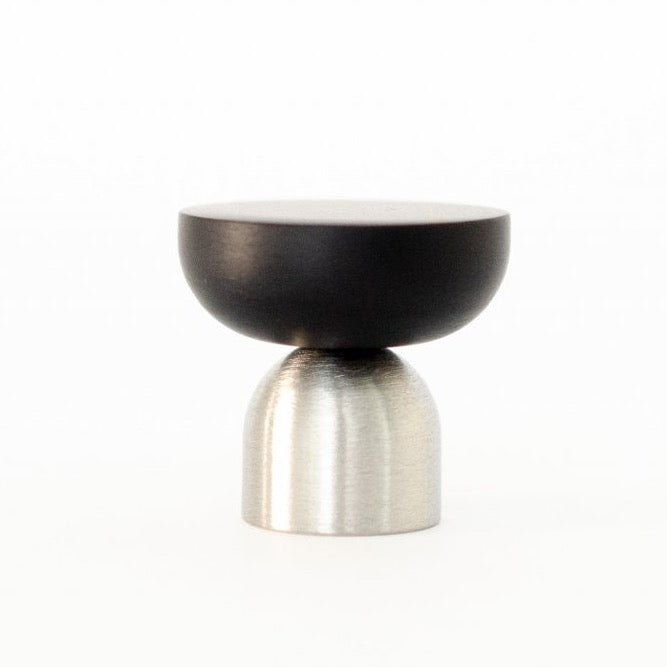 Nickel and Black "Raised Bowl" Round Cabinet Knob and Hook - Forge Hardware Studio