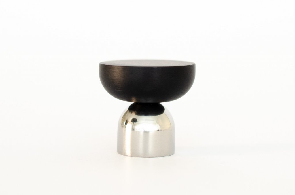 Nickel and Black "Raised Bowl" Round Cabinet Knob and Hook - Forge Hardware Studio