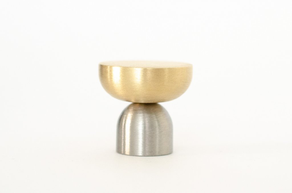 Brass and Nickel " Raised Bowl" Round Cabinet Knob and Hook - Forge Hardware Studio