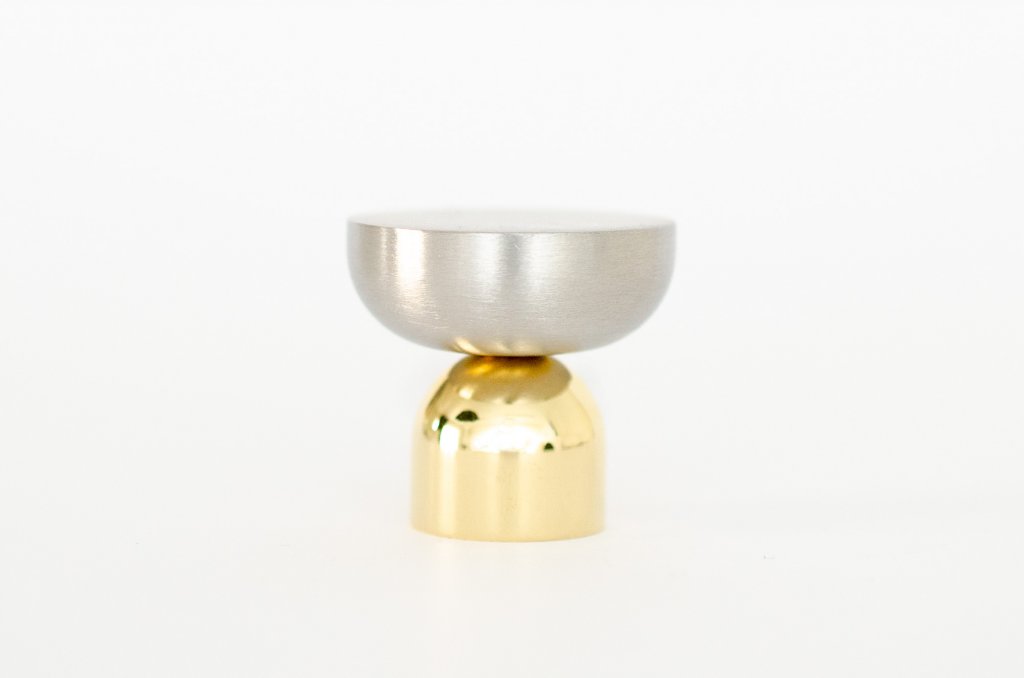 Brass and Nickel " Raised Bowl" Round Cabinet Knob and Hook - Forge Hardware Studio