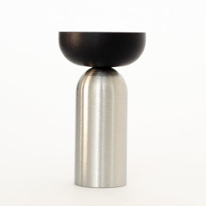 Nickel and Black "Pedestal Bowl" Round Hook - Forge Hardware Studio