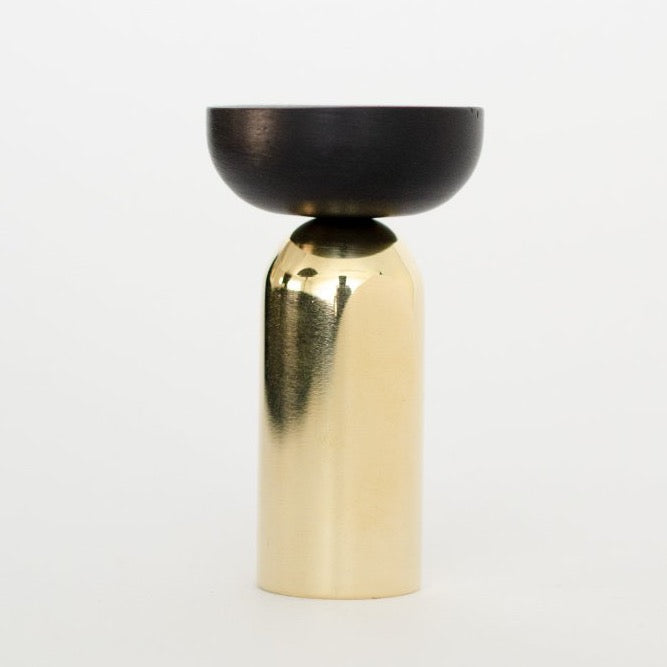 Brass and Black "Pedestal Bowl" Round Wall Hook - Forge Hardware Studio