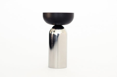 Nickel and Black "Pedestal Bowl" Round Hook - Forge Hardware Studio