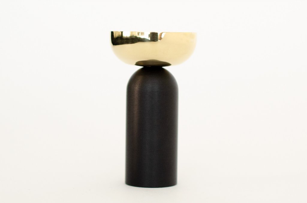 Brass and Black "Pedestal Bowl" Round Wall Hook - Forge Hardware Studio
