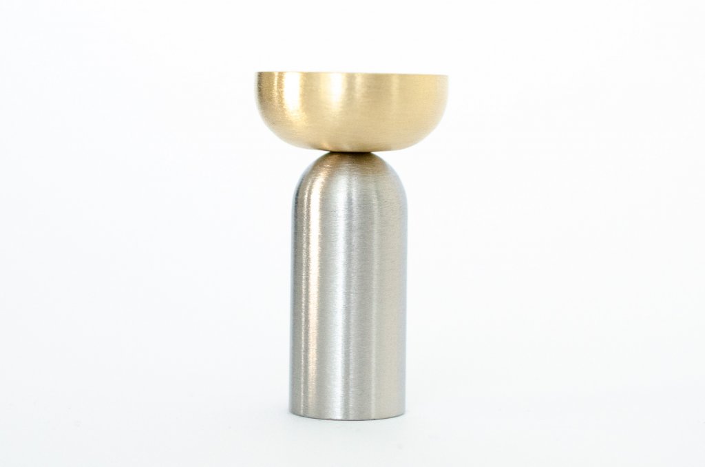 Brass and Nickel Pedestal Bowl Round Wall Hook