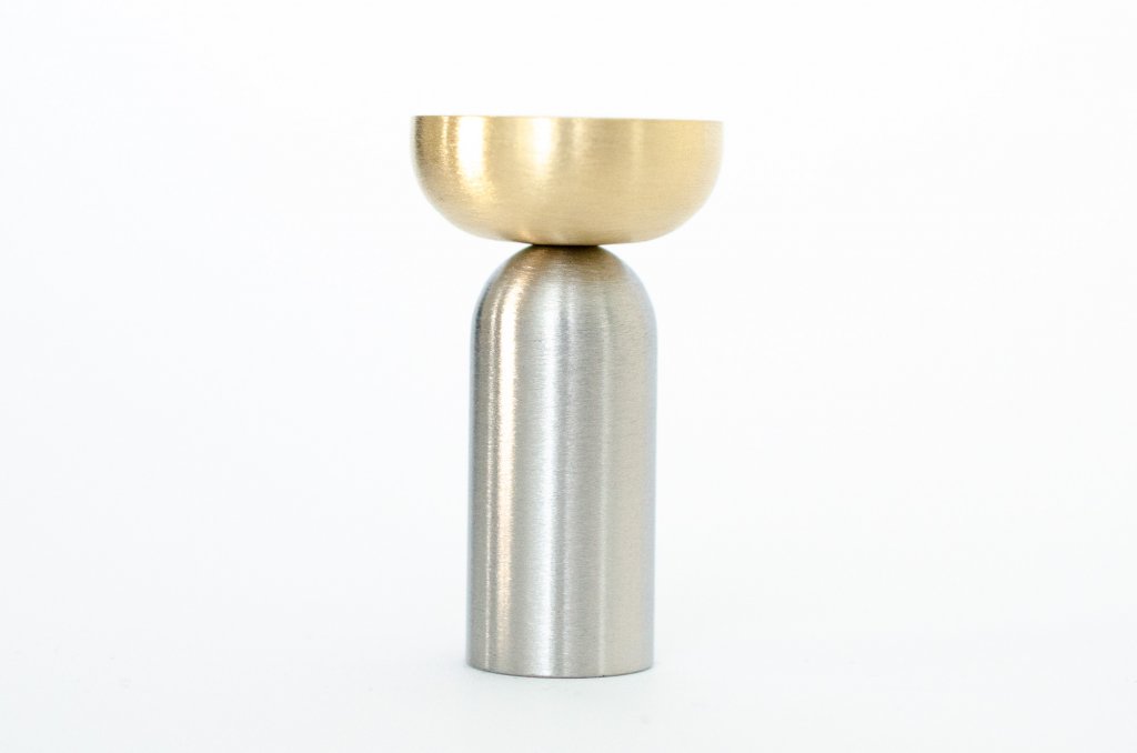 Brass and Nickel "Pedestal Bowl" Round Wall Hook - Forge Hardware Studio