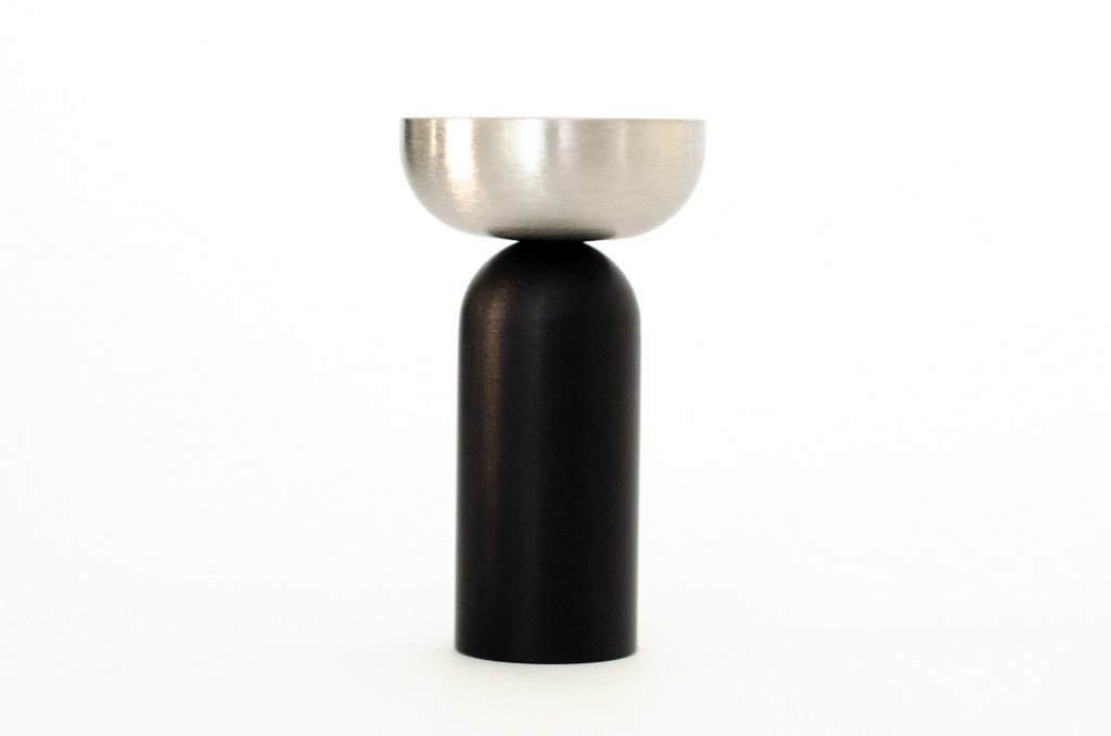 Nickel and Black "Pedestal Bowl" Round Hook - Forge Hardware Studio