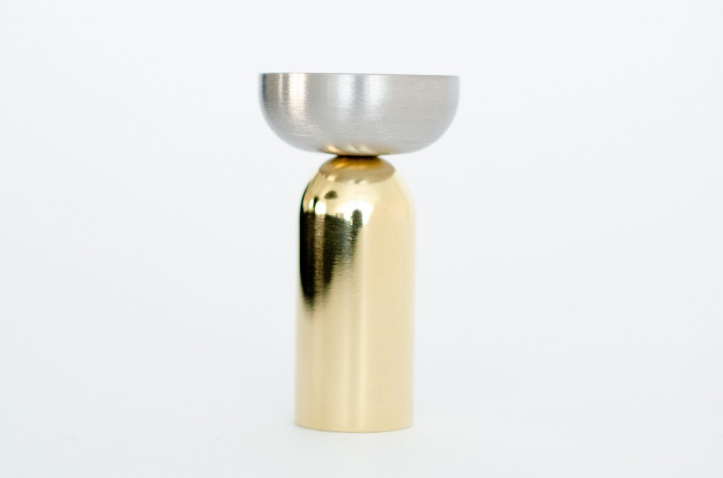 Brass and Nickel "Pedestal Bowl" Round Wall Hook - Forge Hardware Studio