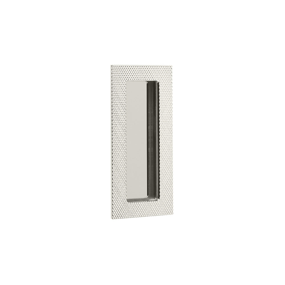 Modern Knurled Rectangular Solid Brass Recess Door Pull in Polished Nickel - Forge Hardware Studio