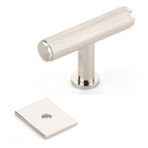 Polished Nickel "Maison" Knurled Drawer Pulls and Cabinet Knobs with Optional Backplate - Forge Hardware Studio