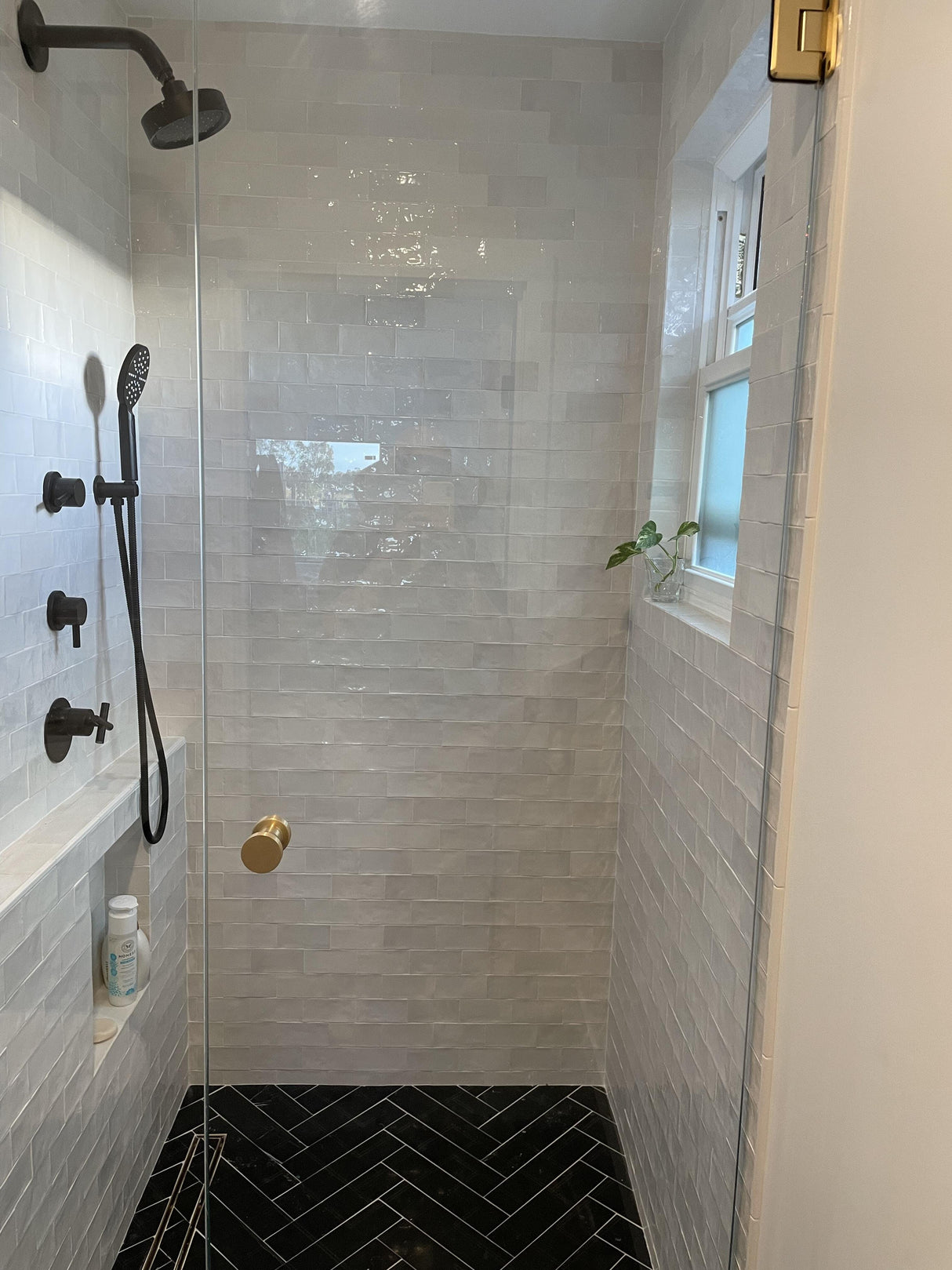 Glass Shower "Spot" Round Brushed Brass Back to Back Door Knob - Forge Hardware Studio