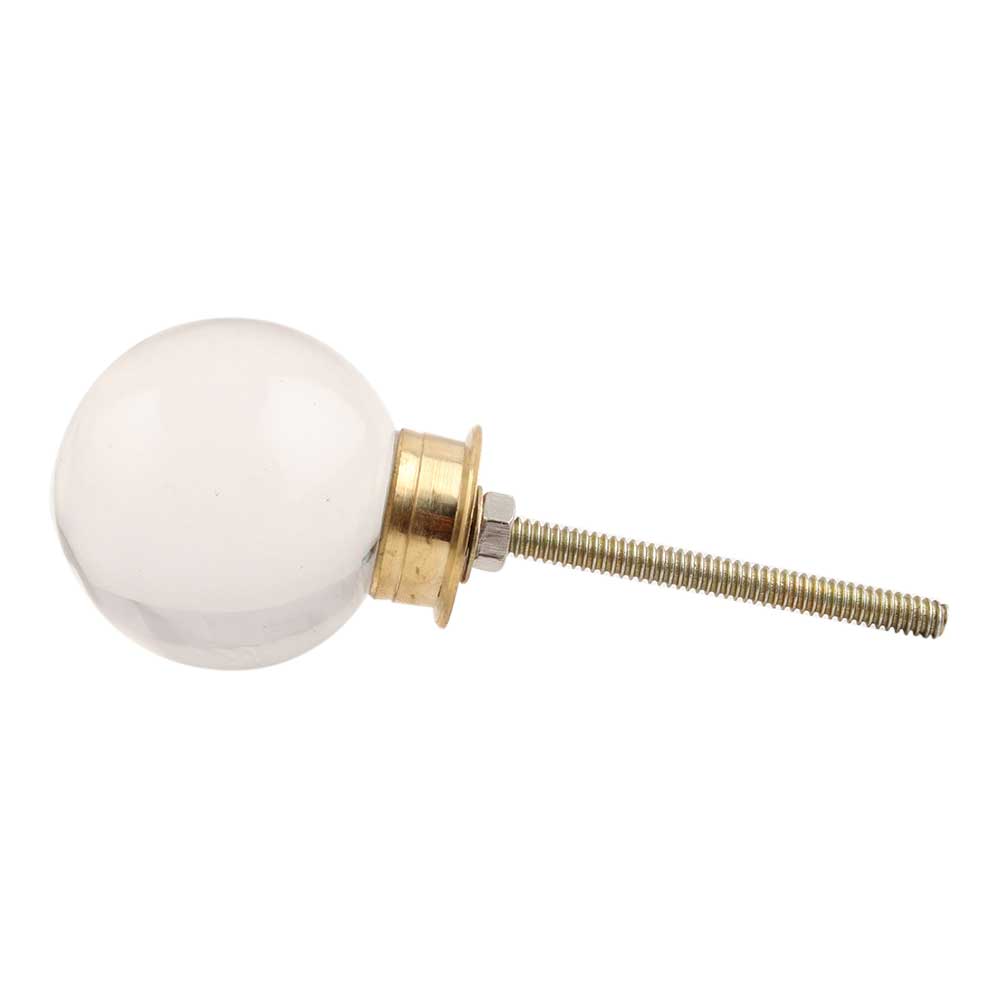 Round Glass and Brass Ball Drawer Knob - Brass Cabinet Hardware 