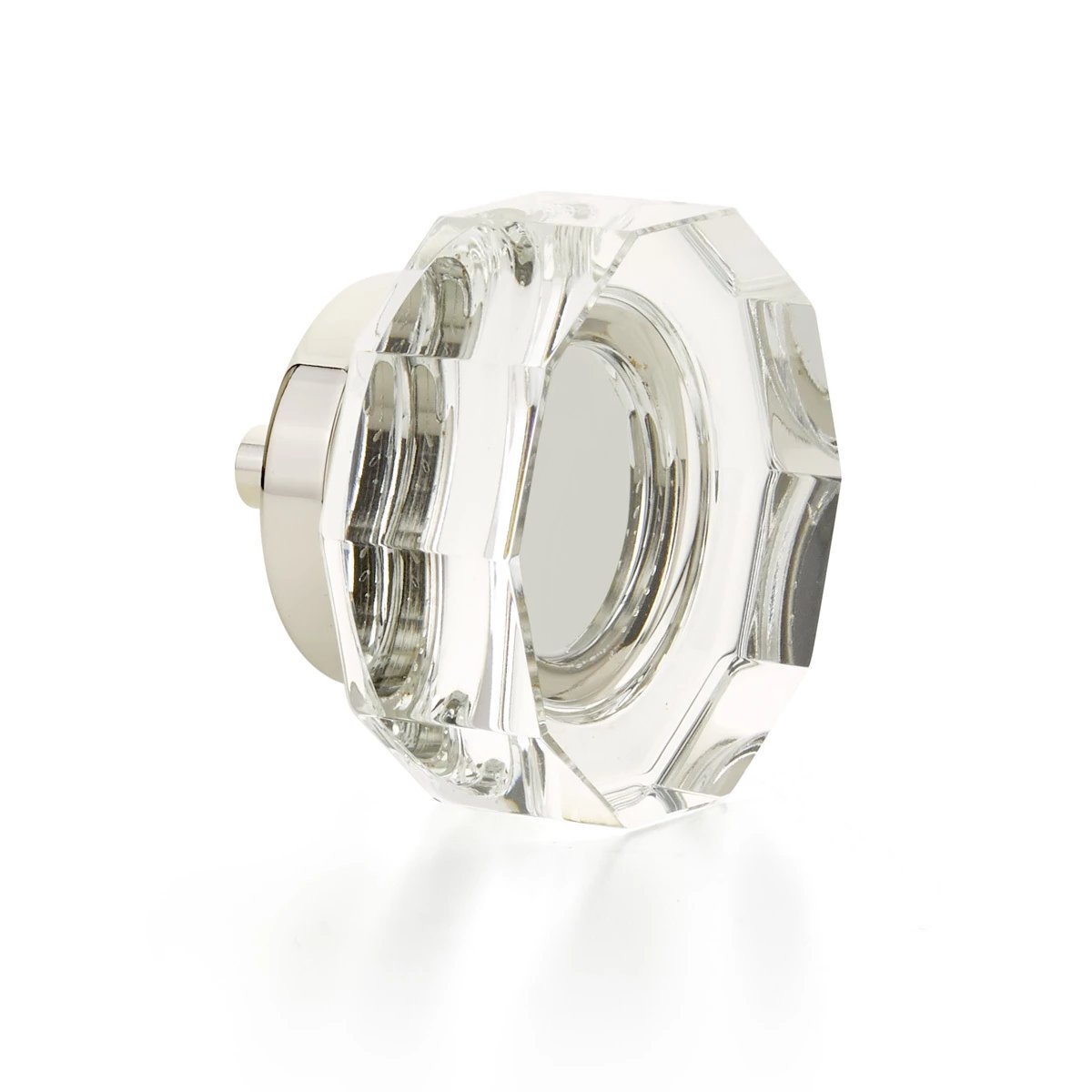 Polished Nickel Large City Lights 1-3/4" Multi-Sided Glass Knob - Brass Cabinet Hardware 