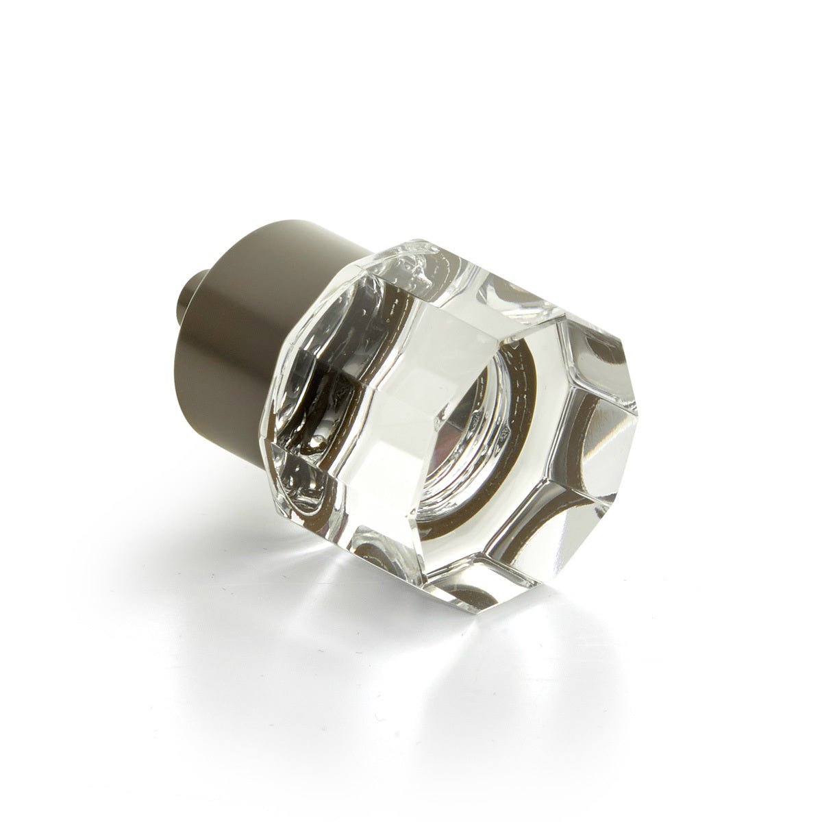 Oil Rubbed Bronze Lights 1-1/8" Round Multi-Sided Glass Knob - Brass Cabinet Hardware 