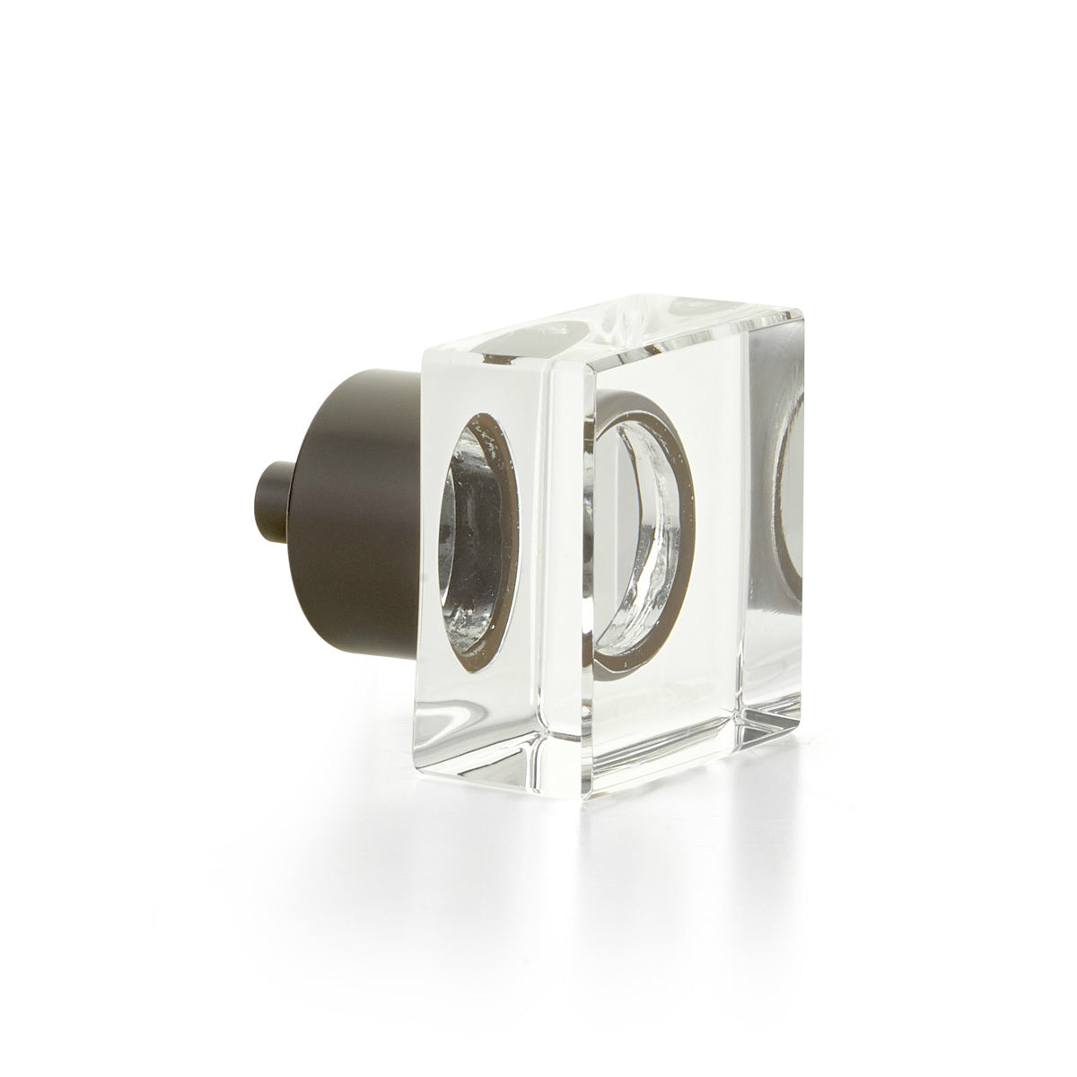 Oil Rubbed Bronze City Lights 1-1/4" Square Glass Knob - Brass Cabinet Hardware 