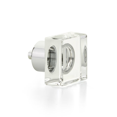 Polished Chrome City Lights 1-1/4" Square Glass Knob - Brass Cabinet Hardware 