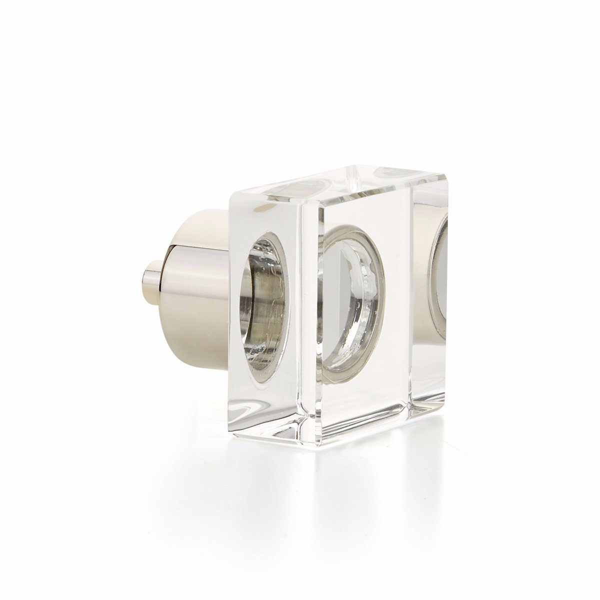 Polished Nickel City Lights 1-1/4" Square Glass Knob - Brass Cabinet Hardware 