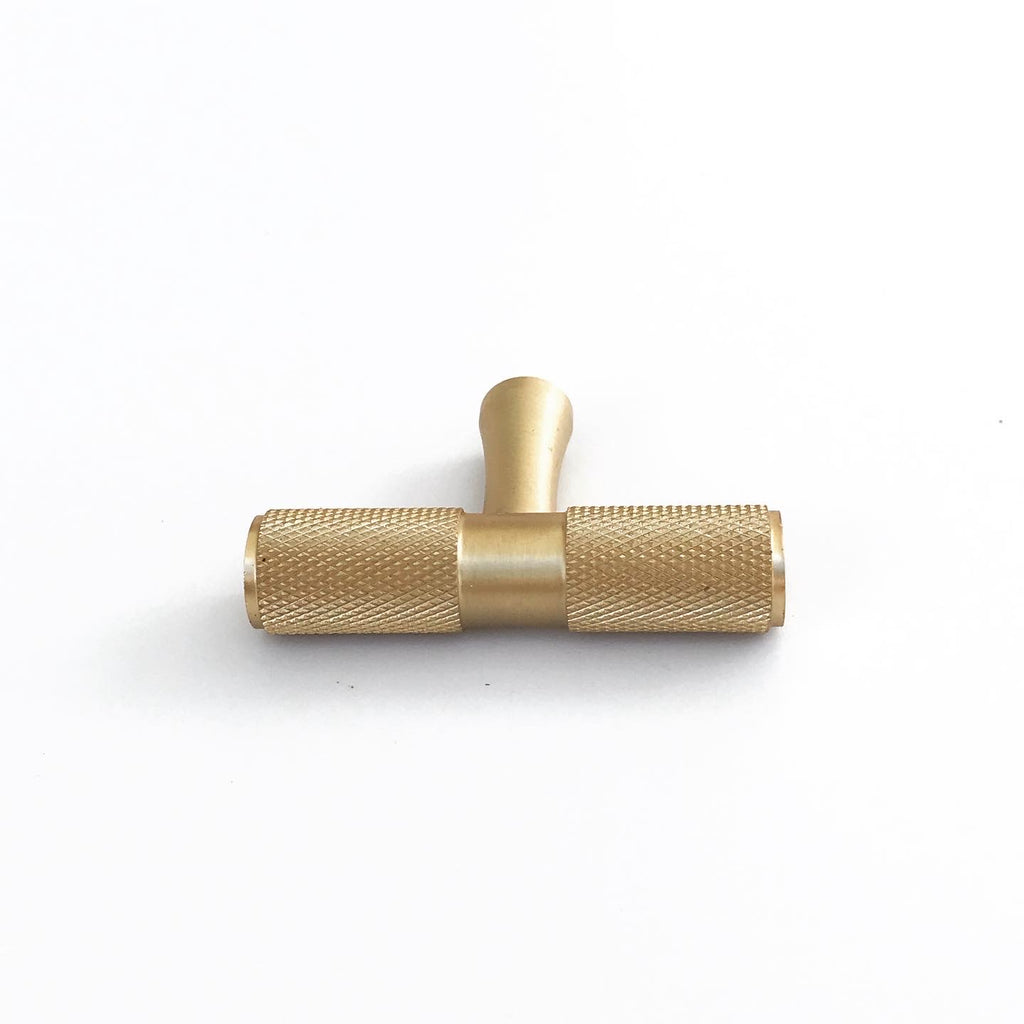 Brass Solid "Texture" Knurled Drawer Pulls and Knobs in Satin Brass - Brass Cabinet Hardware 