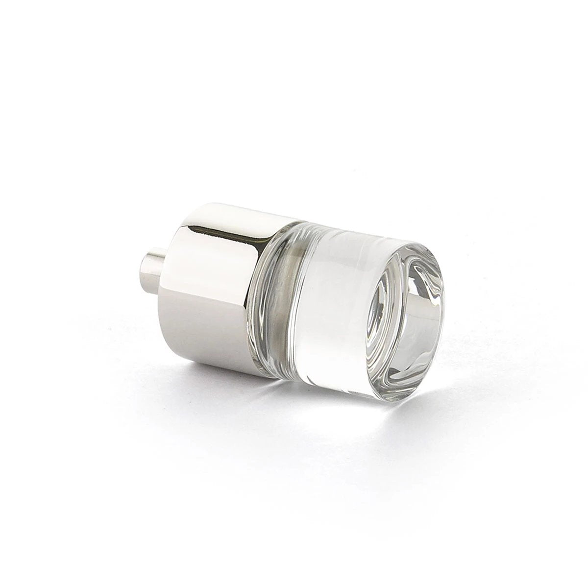 Polished Nickel City Lights 7/8" Cylinder Glass Knob - Brass Cabinet Hardware 