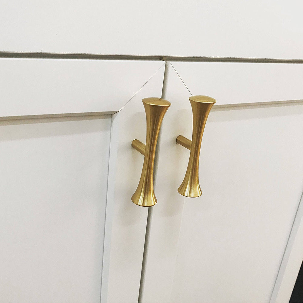 gold dresser handles Origin 21 Hilo 3-3/4-in (96mm) Center to Center Satin Nickel/Brushed Rectangular Bar Drawer Pull (6-Pack) CAB-096-439-SN-BG-6P at Made from stainless steel Matte Gold Cabinet Handles 96mm
