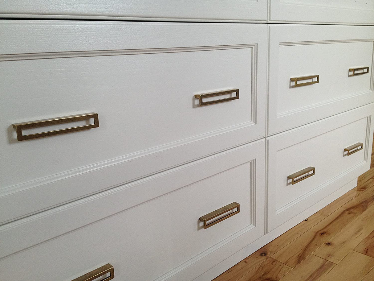 Linea Aged Brass Drawer Pulls - Cabinet Handles - Forge Hardware Studio