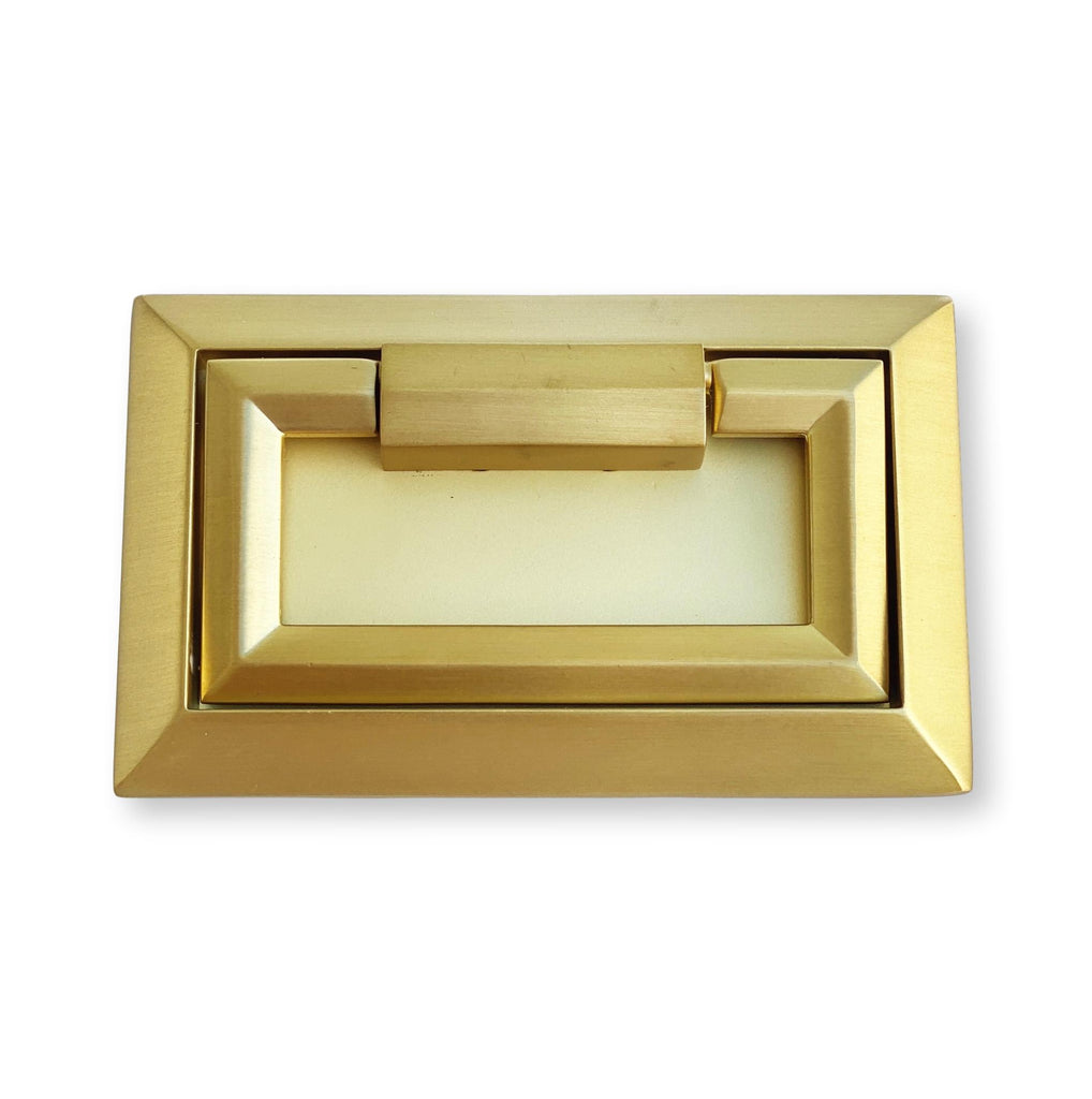 Modern Campaign Style Brass Drawer Pull - Forge Hardware Studio
