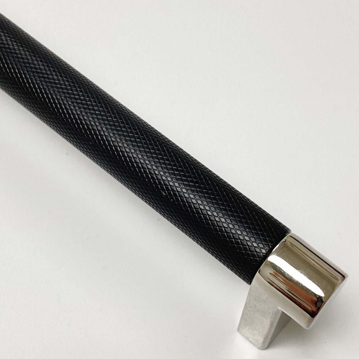 Knurled "U-Shaped" Texture Polished Chrome and Black Drawer Pulls - Forge Hardware Studio