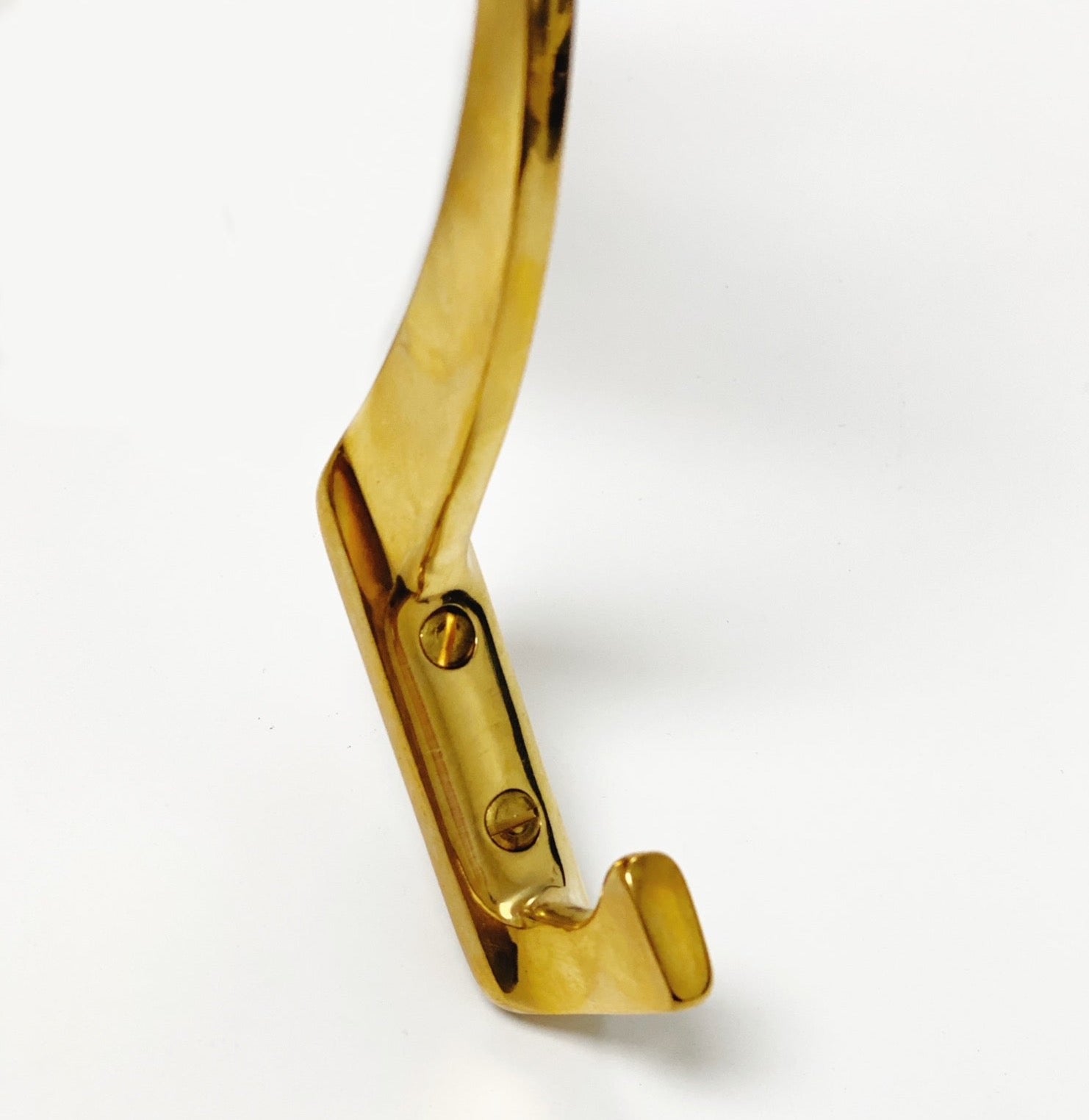 Unlacquered Polished Brass Zen Wall Coat and Hat Hook