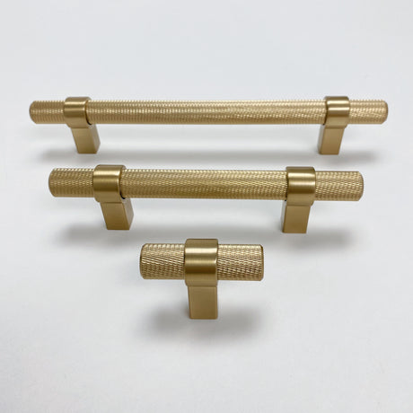Knurled "Prelude" Champagne Bronze Cabinet Knobs and Drawer Pulls - Forge Hardware Studio