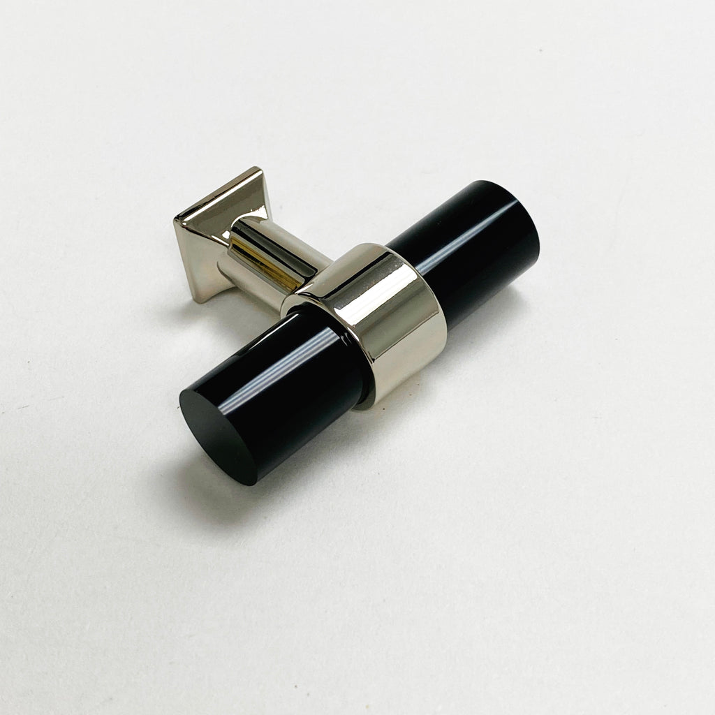 Black Lucite Polished Nickel "Nash" Drawer Pulls and Cabinet Knobs - Forge Hardware Studio