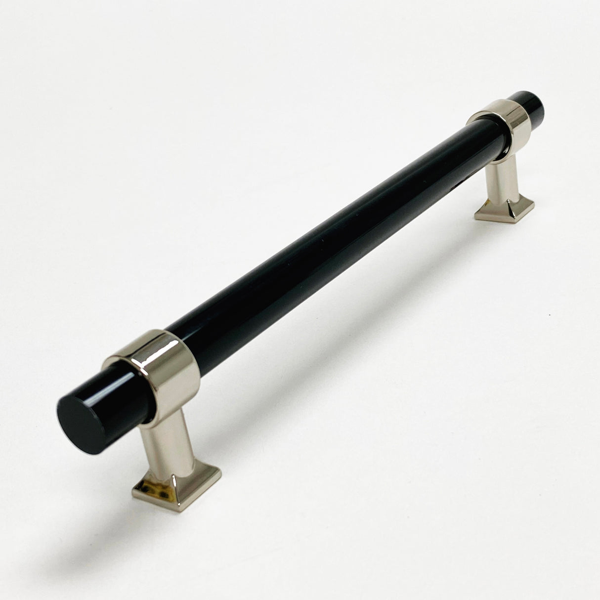 Black Lucite Polished Nickel "Nash" Drawer Pulls and Cabinet Knobs - Forge Hardware Studio