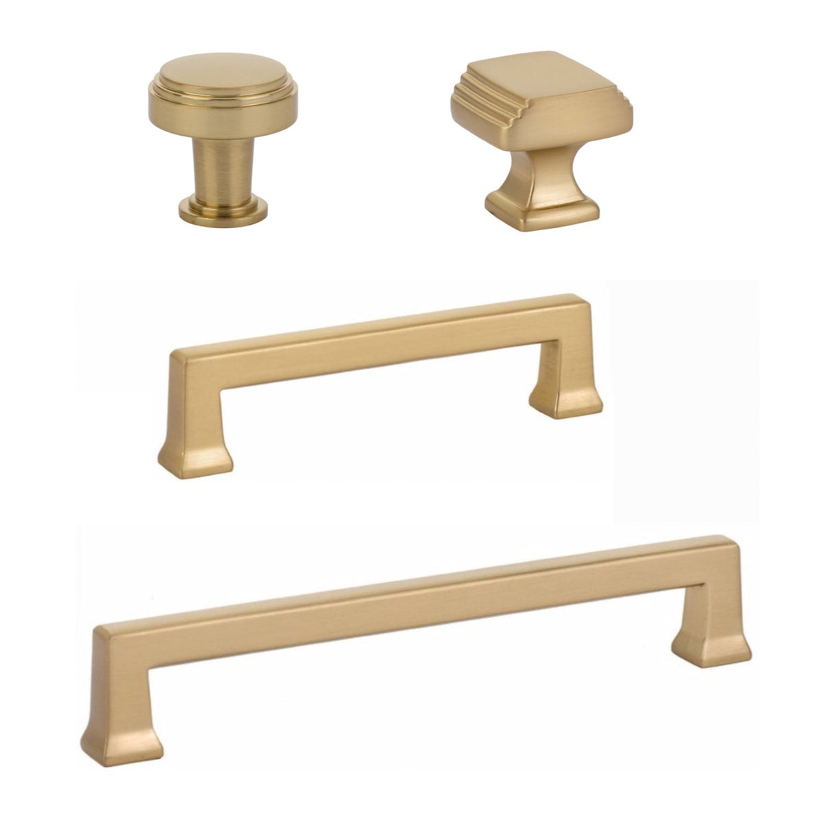 Satin Brass Art Deco Alexander Brass Cabinet Pulls - Forge Hardware Studio