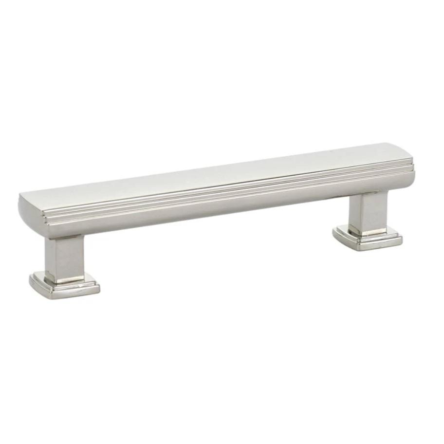 Polished Nickel Square "Art Deco" Drawer Pulls - Brass Cabinet Hardware 