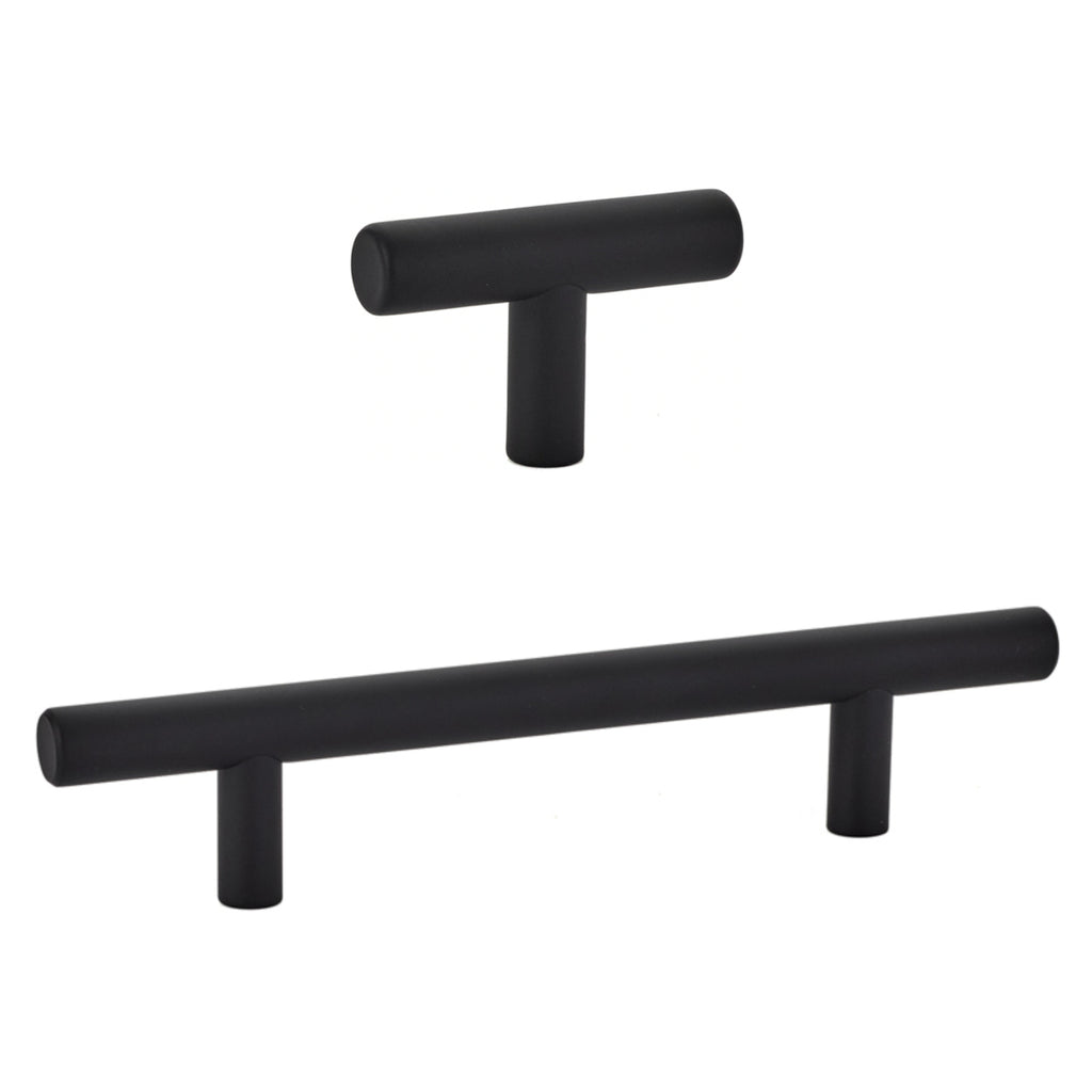 T-Bar "European" Matte Black Cabinet Knobs and Pulls - Forge Hardware Studio