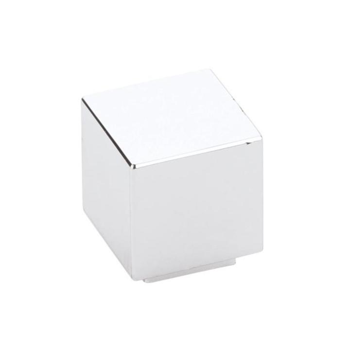 Modern Rectangular "Allerton" Square Knob in Polished Chrome - Brass Cabinet Hardware 