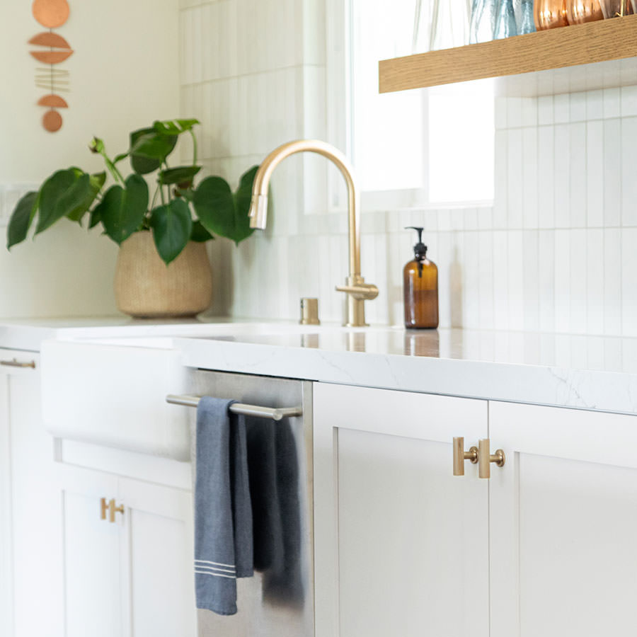 T-Bar "Geo" Cabinet Knobs and Drawer Pulls in Satin Brass - Forge Hardware Studio