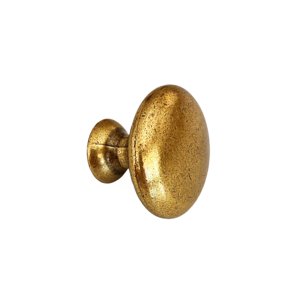Capri Antique Brass Round Cabinet Knob - Forge Hardware Studio
