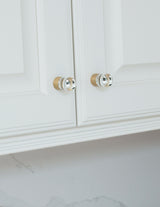 Satin Brass City Lights, Cylinder Glass Knob, 7/8" dia - Brass Cabinet Hardware 