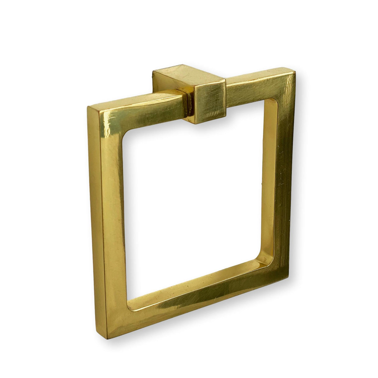 Zimi Square Ring Pull in Polished Brass - Forge Hardware Studio