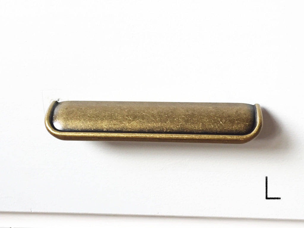 Tab Finger Drawer Pulls "Ella" in Antique Brass - Brass Cabinet Hardware 