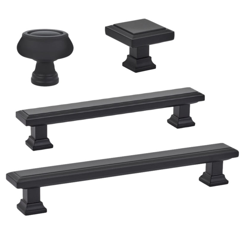 Matte Black "Glow" Cabinet Knobs and Drawer Pulls - Forge Hardware Studio