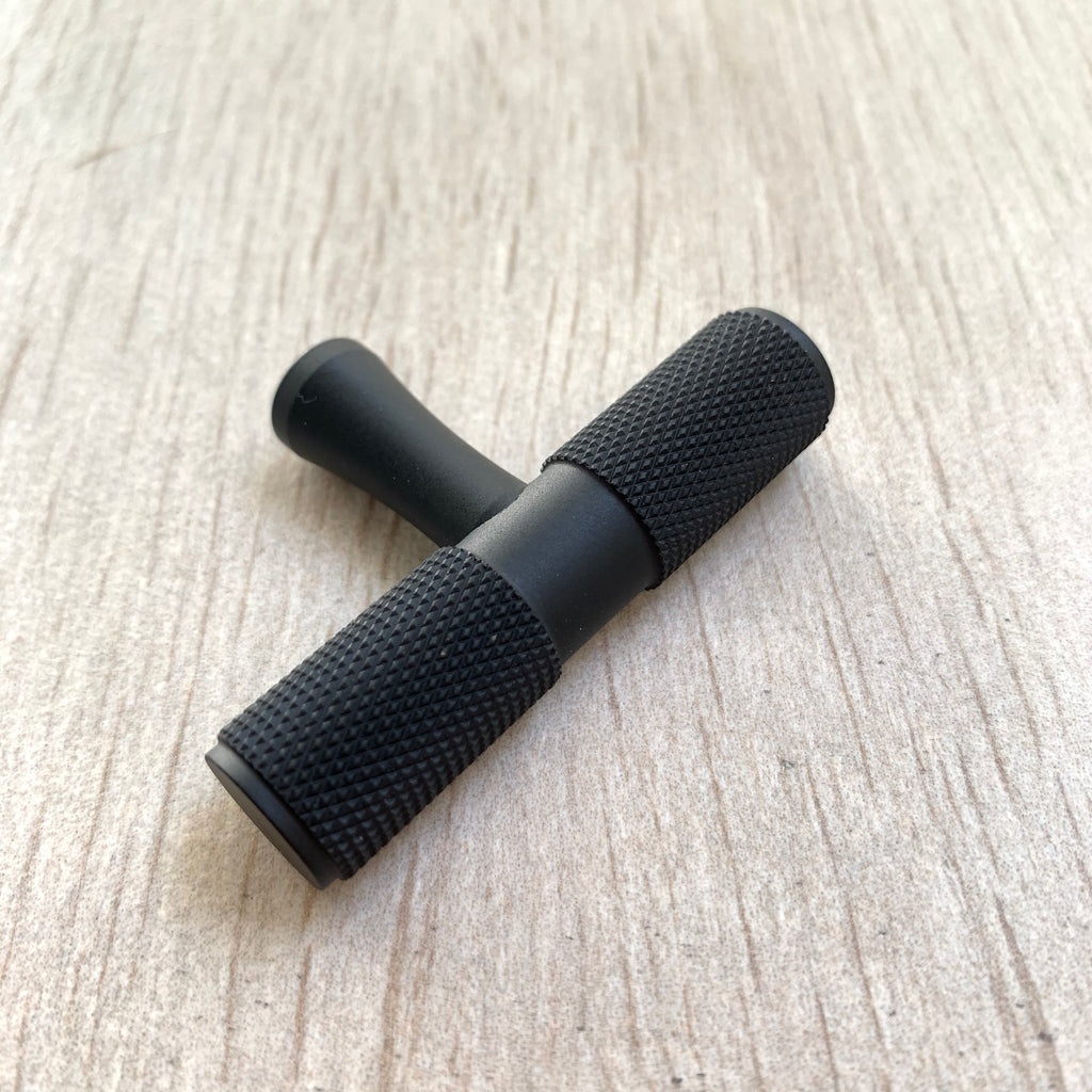 Matte Black Solid "Texture" Knurled Drawer Pulls and Knobs - Brass Cabinet Hardware 