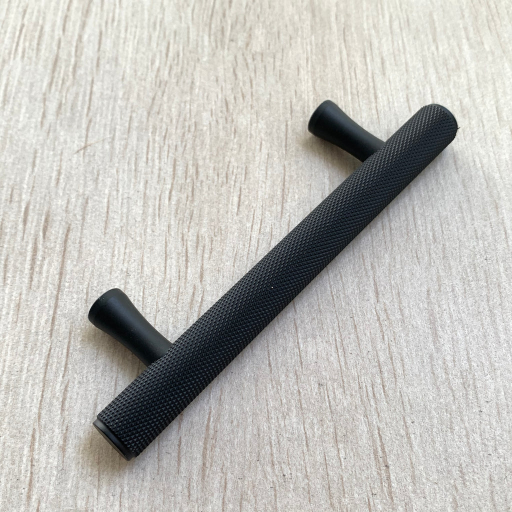 Matte Black Solid "Texture" Knurled Drawer Pulls and Knobs - Brass Cabinet Hardware 