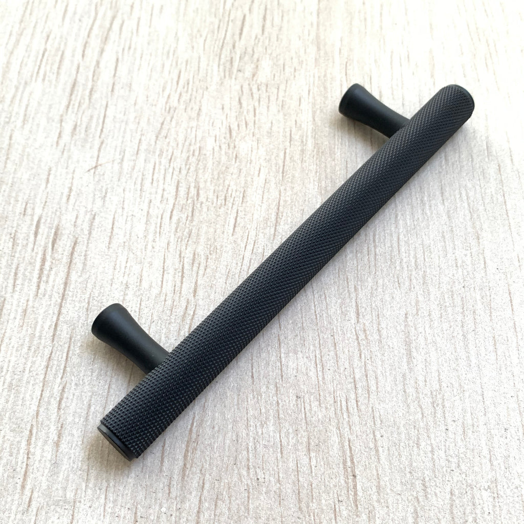 Matte Black Solid "Texture" Knurled Drawer Pulls and Knobs - Brass Cabinet Hardware 