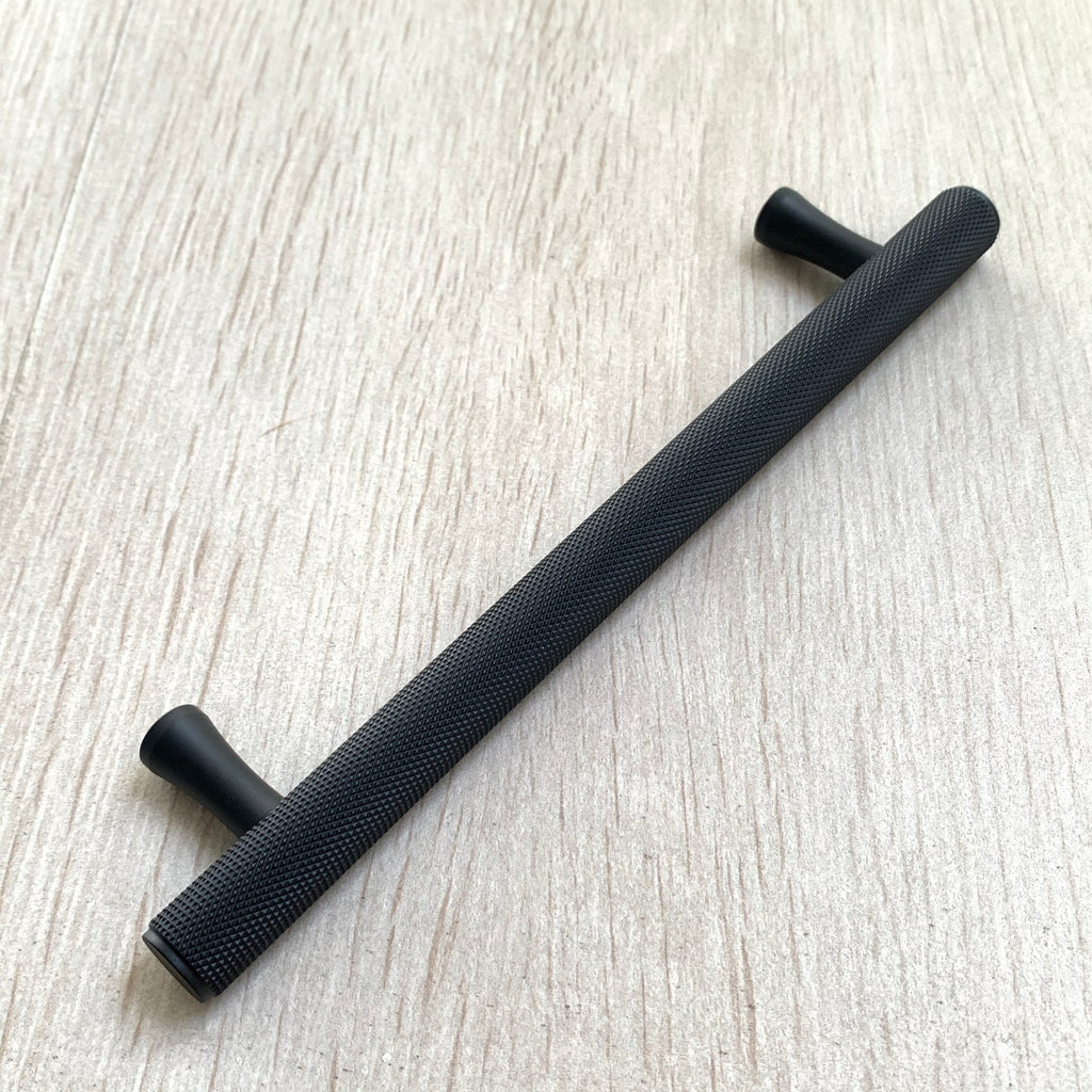 Matte Black Solid "Texture" Knurled Drawer Pulls and Knobs - Brass Cabinet Hardware 