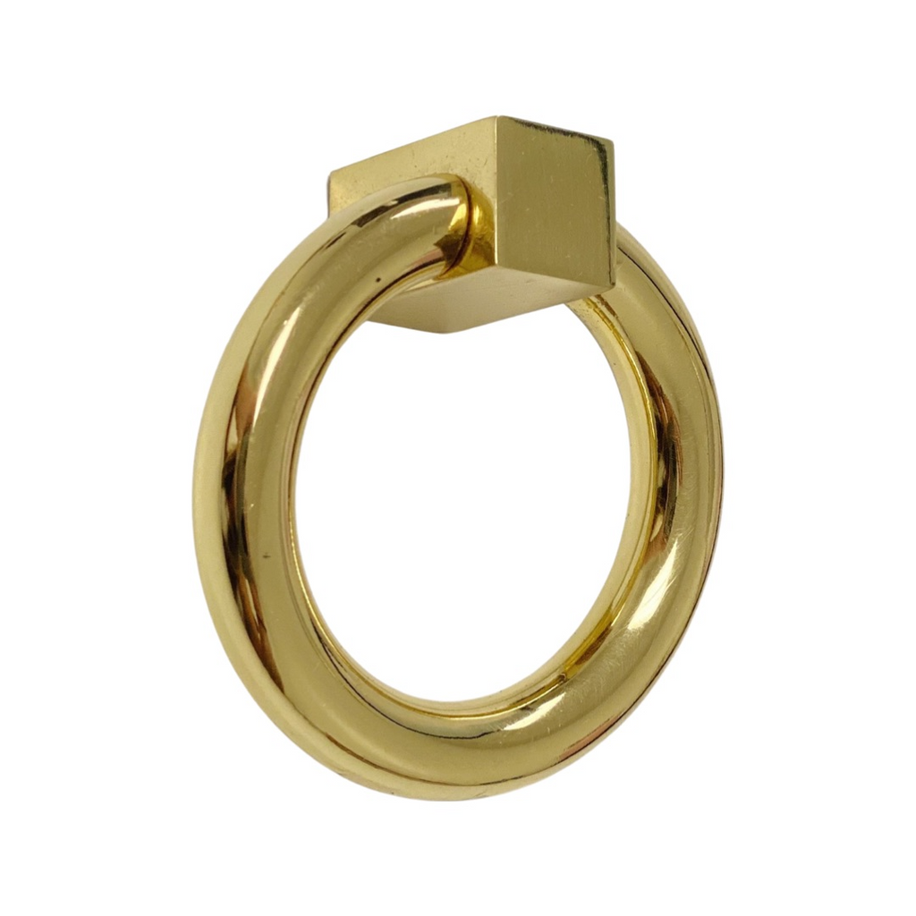 Zimi Round Ring Pull in Polished Brass - Forge Hardware Studio