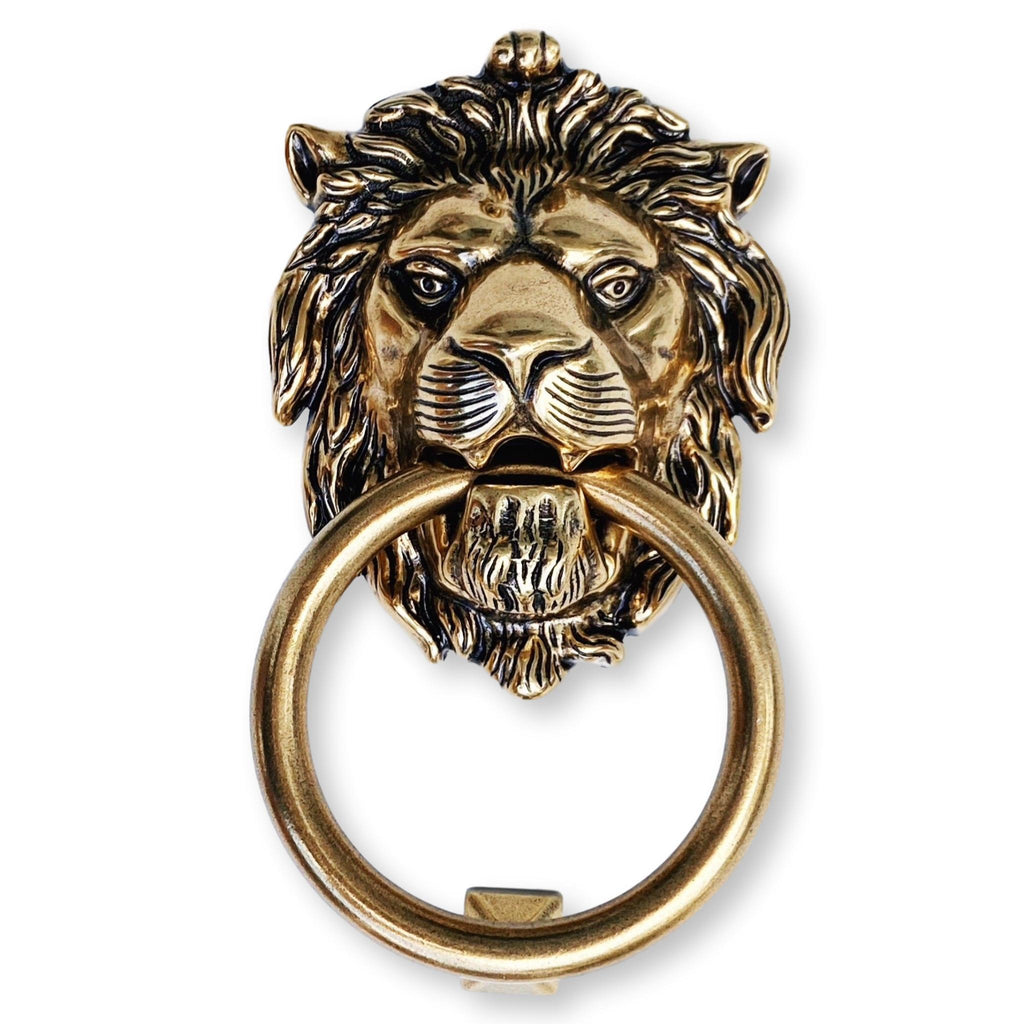 Brass Lionhead Door Knocker - Holiday Gift - Forge Hardware Studio